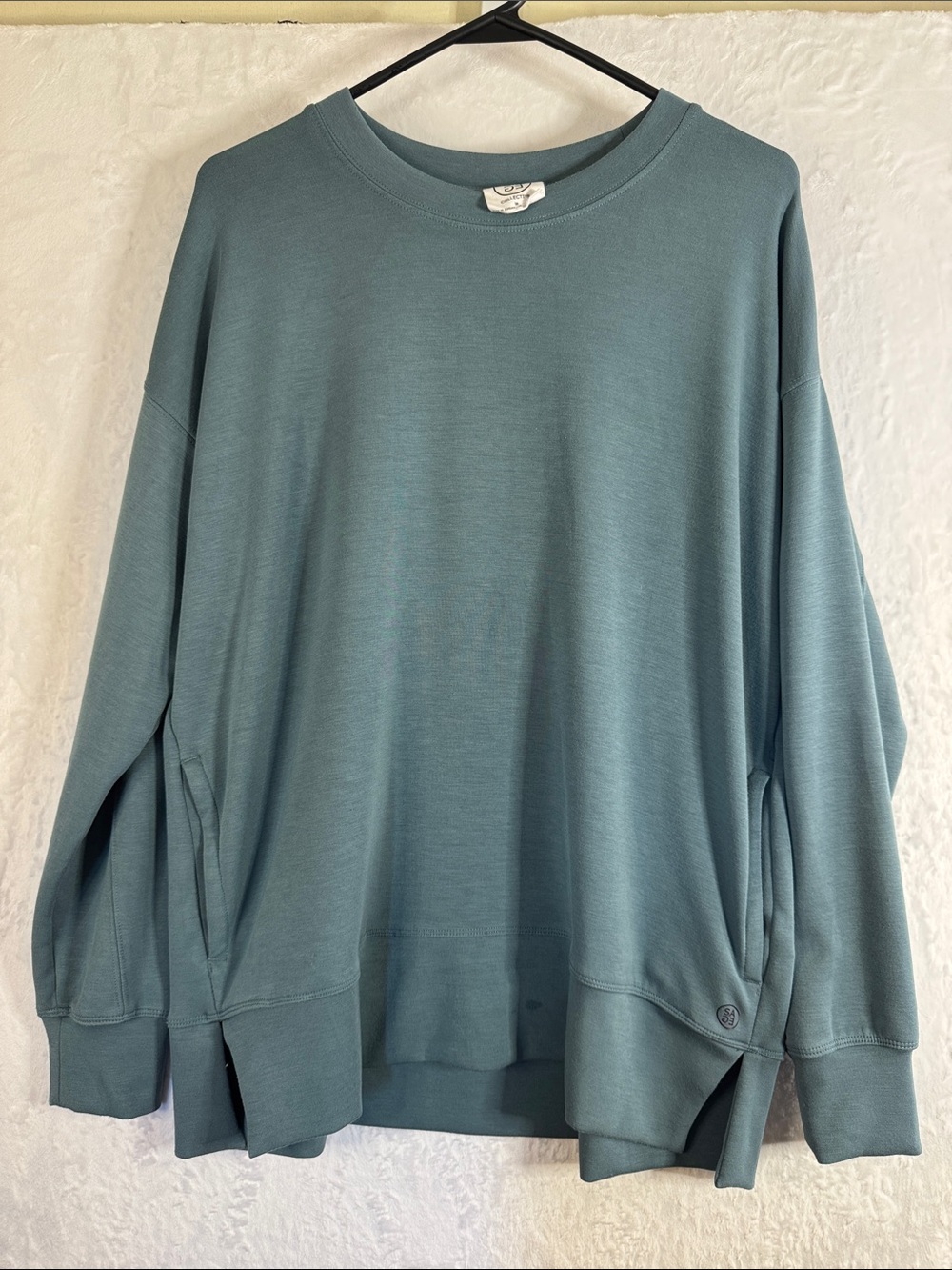 Sage Collective Relaxed Crewneck Sweater in Teal Medium
